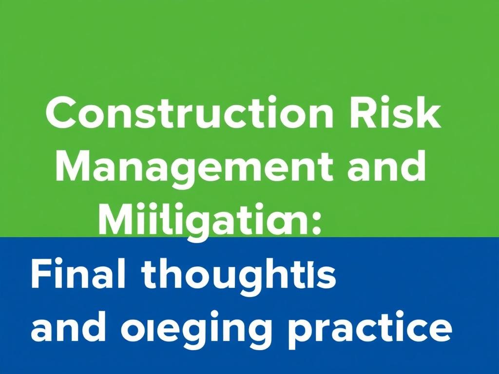 Construction Risk Management and Mitigation. Final thoughts and ongoing practice Construction Risk Management and Mitigation. Final thoughts and ongoing practice