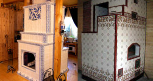 Облицовка керамической плиткой печки.